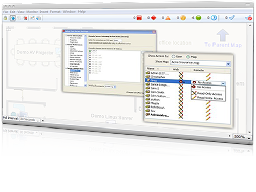 Remote access options within the network monitoring software give remote network monitoring capabilities