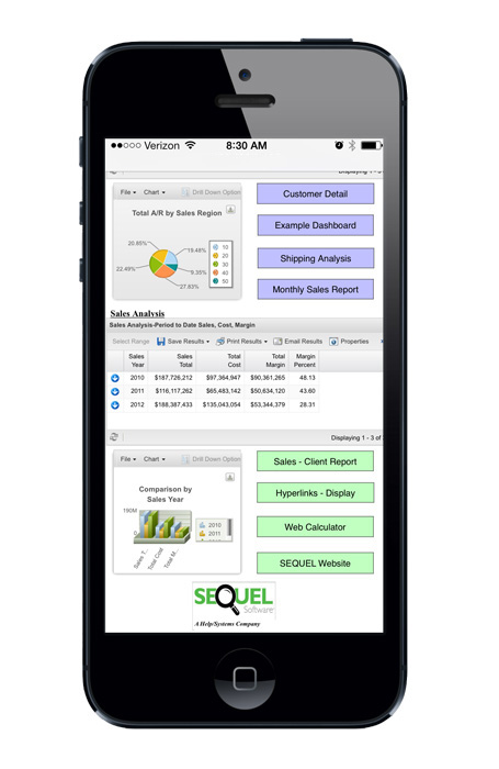 vertical KPI dashboard on smartphone