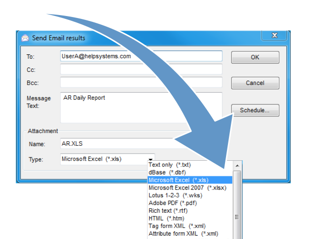 email query and reporting results