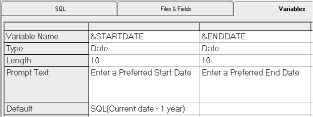 SEQUEL Runtime Prompts