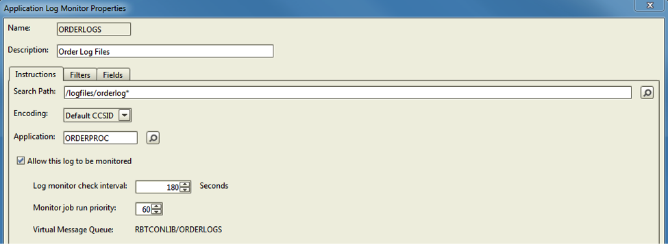 Robot CONSOLE version 6 application log monitor definition and file location