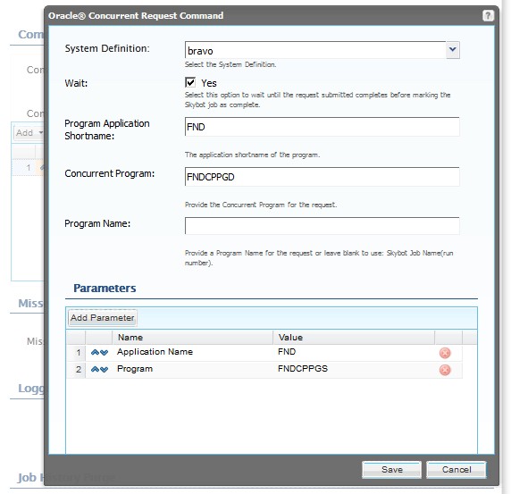 A custom job command within the Oracle job scheduler