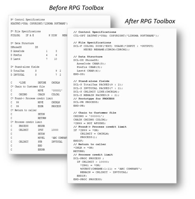 RPG Toolbox Conversion example RPG Toolbox Conversion example