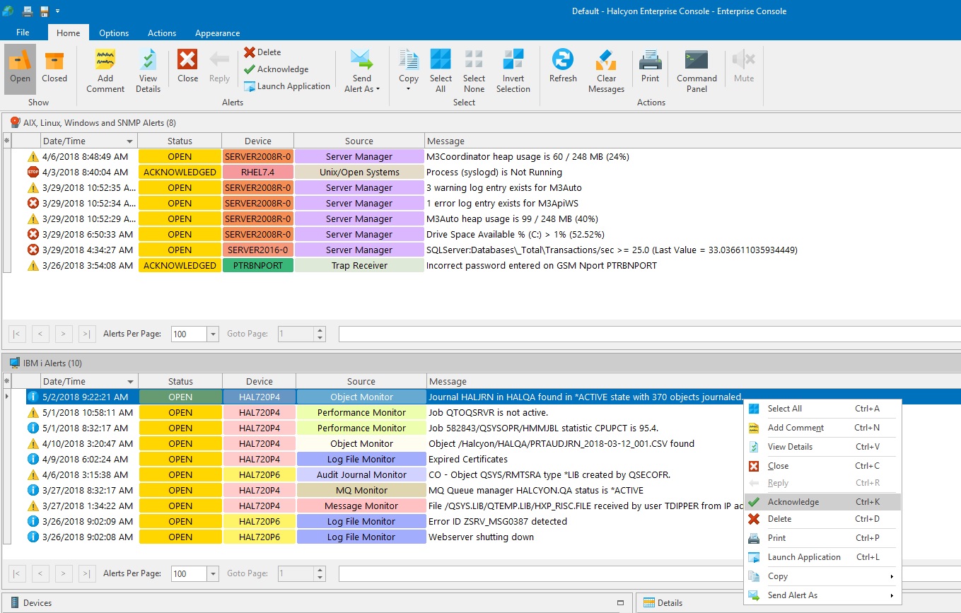 Acknowledging an open alert in Enterprise Console to stop any defined escalation Acknowledging an open alert in Enterprise Console to stop any defined escalation