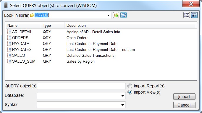 Convert Query/400 queries to Sequel views.