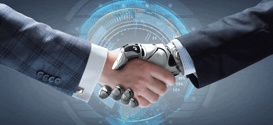 robot handshake with human Vorteile der Business Process Automation (BPA)