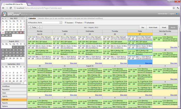 server management console screen