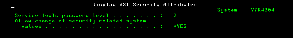 SST Security Attributes in IBM i 7.4 SST Security Attributes in IBM i 7.4