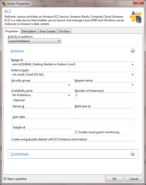"Launch Instance" in the EC2 action "Launch Instance" in the EC2 action