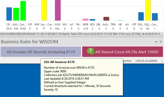 Accounts Receivable Invoices in Robot Monitor