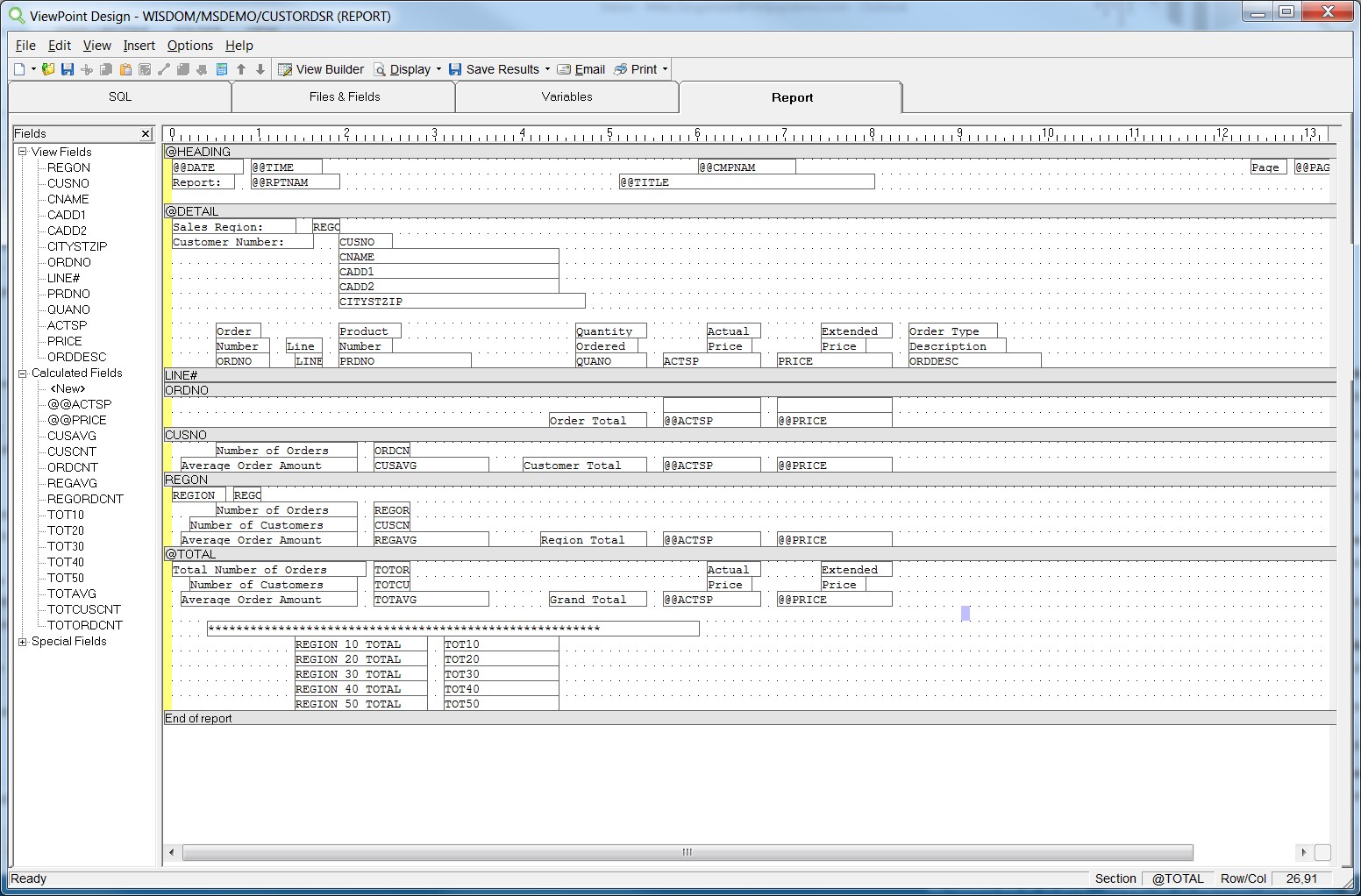 Drag and drop sections to create your final report.