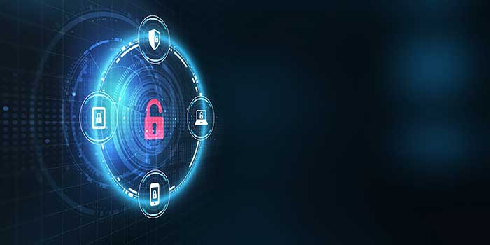 Security icon on blue background Security icon on blue background